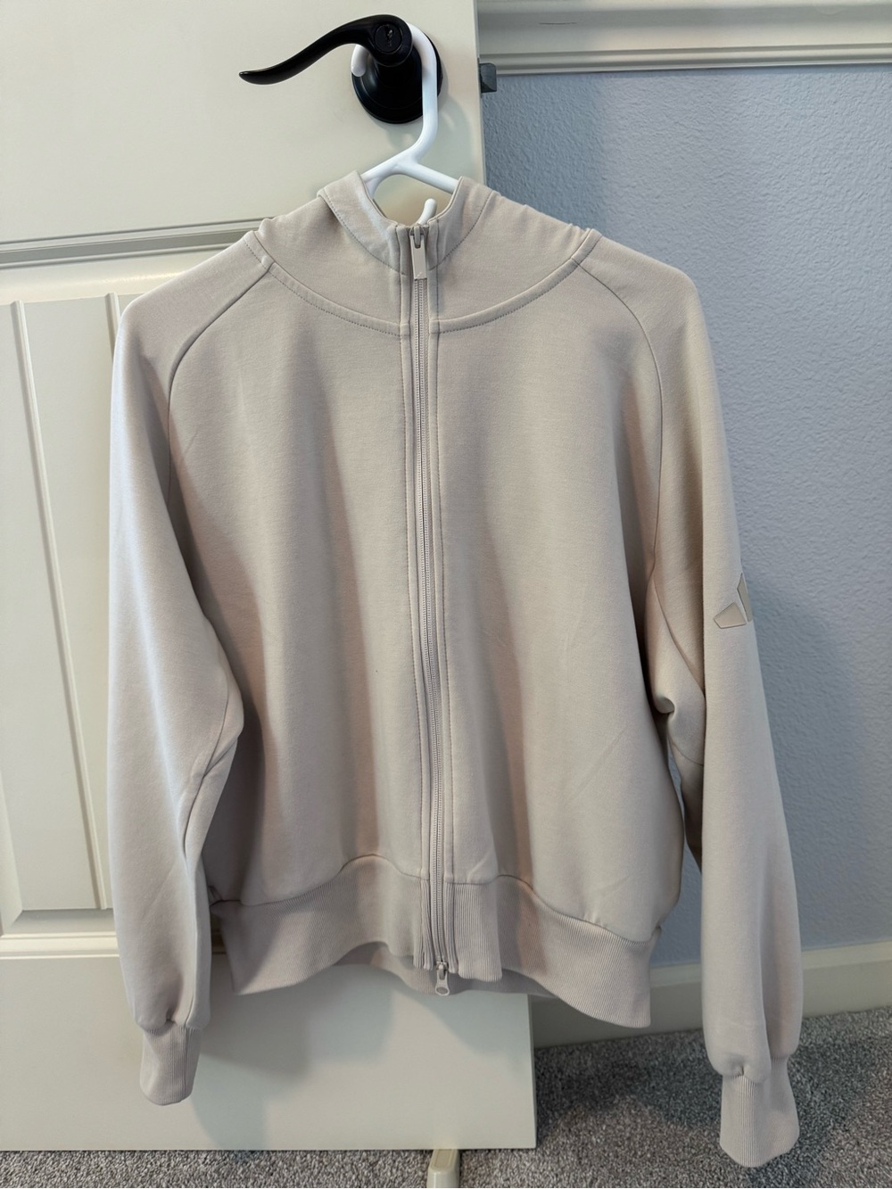 adidas Women's Beige Full-Zip hoodie sweatshirt